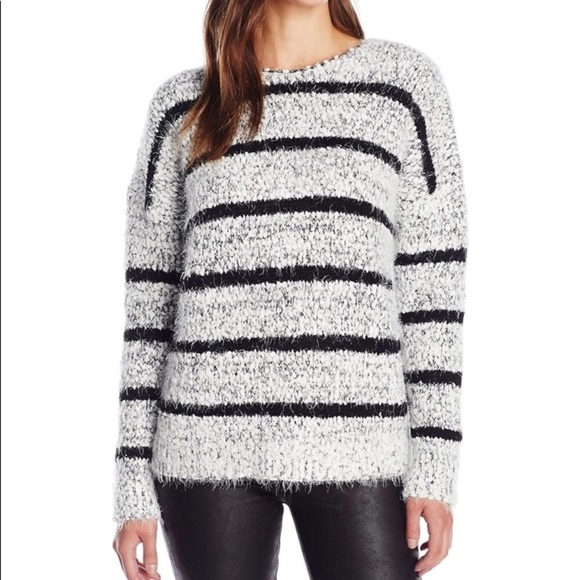 Calvin Klein | Fuzzy Striped Eyelash Sweater - Picture 6 of 6
